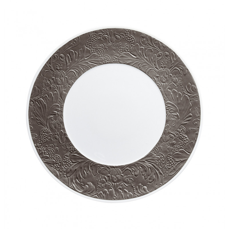 Flat plate with engraved rim 10.63 in (27 cm)